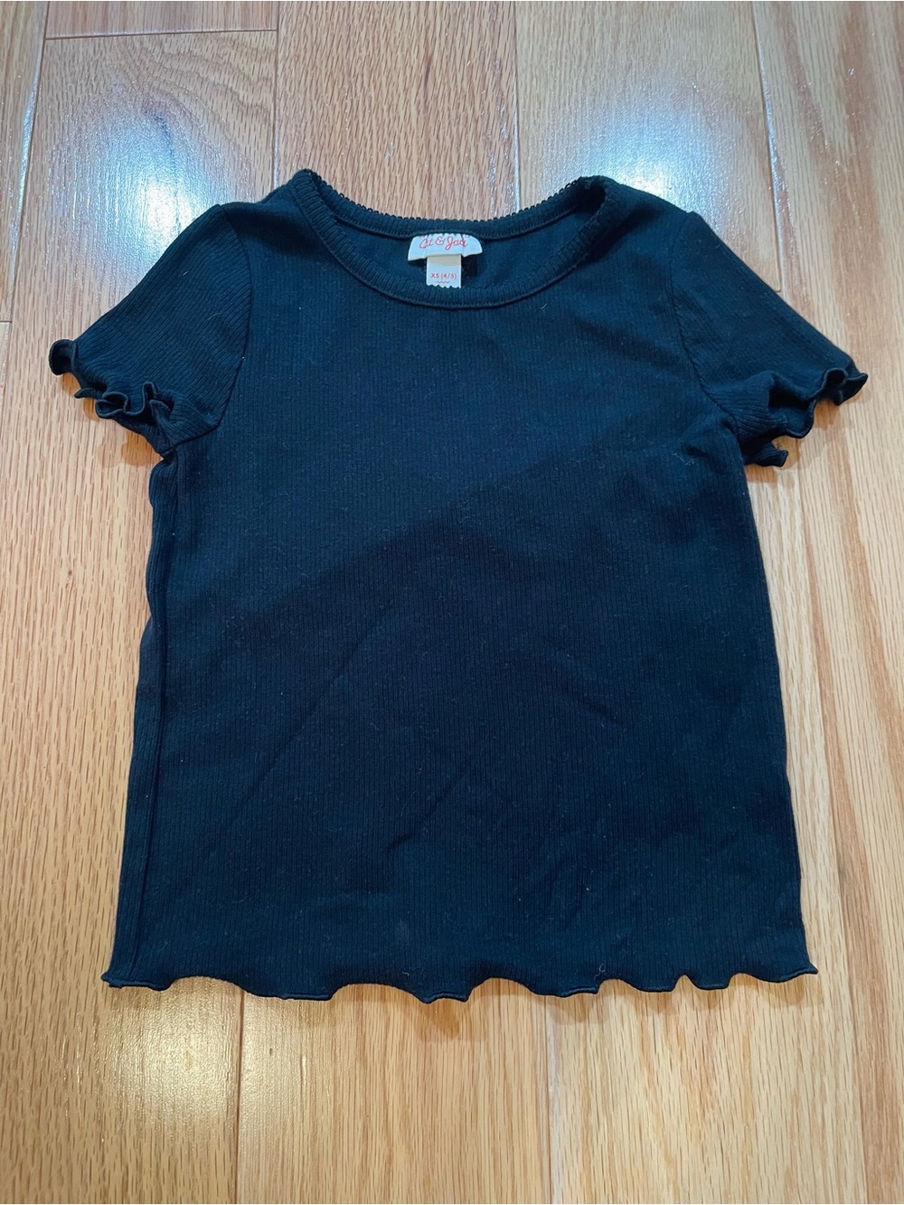Cat & Jack Black Short Sleeve Ruffle-Edge Tee